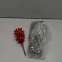 45 Pcs Artificial Christmas Snow Pine Branches with Red Berry Stems, Snowy Faux Greenery Norfolk Pine Cypress Leaves Stems, Berries White Frosted Fake Foliage Pines Needle Picks for Garland Home Decor