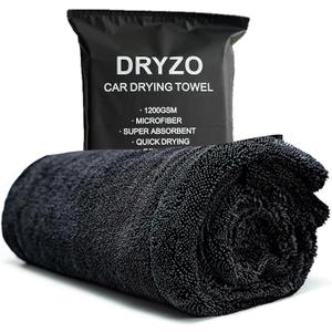 DRYZO Microfiber Towel for Drying Cars - 24"x36" Jumbo Size, 1200 GSM Ultra-Thick, Scratch-Free & Super Absorbent, Zero-Lint Cloth for Car, Truck & SUV Pro Detailing - Dries Entire Vehicle in One Pass