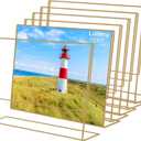 8x10 Gold Picture Frames, Clear Frameless Horizontal Picture Frames, 6 Pack Acrylic Self Standing Photo Frames for Wedding Table Numbers, Restaurant Signs, Photos and Art Display