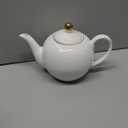 30oz White Porcelain Teapot, Classic design tea pot with Gold Trim, Beautiful white teapots for loose leaf tea and tea bags, Tea Party friendly