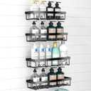 Moforoco Adhesive Shower Caddy Organizer Shelves Rack - 5 Pack Corner Bathroom Storage Organization, Home & Kitchen Decor Inside RV Accessories, Hanging First Apartment Household Camper Essentials (Black)