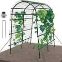 Garden Arch Trellis for Climbing Plants Outdoor 7ft Extra Tall with Flange Stainless Steel PE-Coated Lightweight Cucumber Arch Trellis|Garden Trellis Arch for Vegetables/Grape