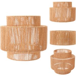 VIHOSE 12.6 Inch Boho Rattan Lamp Shades Wicker Lantern Lamp Shade Vintage Rattan Small Lampshade for Table Floor Hanging Lamps Farmhouse Rustic Lampshades for Kitchen Bedroom Dining Room Hallway
