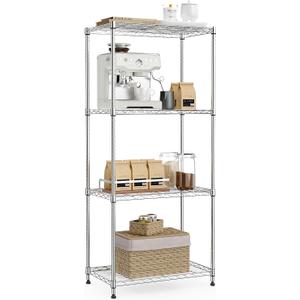 IZEUK 4-Tier Chrome Metal Storage Shelves, Adjustable Wire Shelving Unit Organizer for Kitchen, Bathroom, Home, 1000 lbs, 13.7" D x 23.6" W x 53.4" H