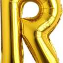 16" Alphabet Letter and Number Balloons Set Package, Aluminum Hanging Foil Film banner Mylar Balloon for Birthday Party Decoration Custom Word (A-Z, 0-9 Gold) (16 inch R Gold)