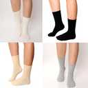 Women's Socks, Cotton Crew Socks with Seamless Toe, Womens Socks for Running, Casual, Office& School, 4 Pairs, Size 6-9 (Khaki)