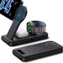 Lamicall 3 in 1 Charging Station for Apple, for Magsafe - Magnetic Foldable Wireless Charger Stand, Fast Charging Station for iPhone 17/16/15/14/13/Pro/Pro Max/Air, Apple Watch, AirPods, Foldable (Long Size)