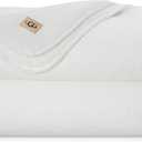 UGG Whitecap Plush Throw Blanket Fleece Lightweight Soft Cozy Throw for Couch Luxury Home Decor for Living Room Machine Washable Hypoallergenic Flannel Blankets, 50-inch x 70-inch, White Snow