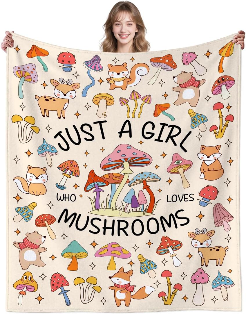 Mushroom Blanket Gifts for Women Adults Girls,Mushrooms Stuff Mushroom Throw Blanket,Funny Gifts for Mushrooms Lovers Teens Friend 50"x40"