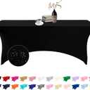 Spandex 6ft Waterproof Table Cover for Party, Wedding, Banquet, and Events(Black) (72"x30"(Rectangular))