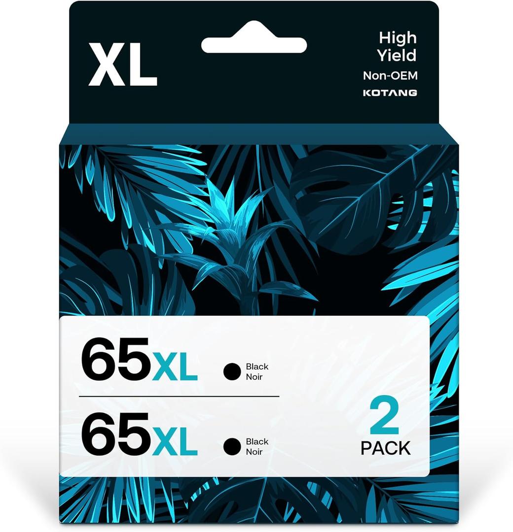 Remanufactured 65XL Ink Cartridges Black Compatible for HP Ink 65 High Yield Work with HP Deskjet 3755 3722 3752 3730 2652 2620 2655 Envy 5055 5030 5052 5032 (Black, 2-Pack)