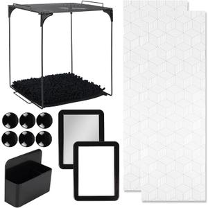 Locker Organizer and Locker Accessories Kit Includes ShelfRugMirrorWhiteboardStorage Cupand Magnetic Wallpaper Pink Locker Accessory for boy Back to School Essentials (Black)
