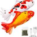 TOOGE 2 Pack 11" Floppy Fish Cat Toys with SilverVine and Catnip for Indoor Cats for Small Dogs Interactive Automatic Flopping Fish Cat Kicker Toys for Cats Puppy Small Dog (Koi + Red Koi)