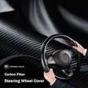 Carbon Fiber Steering Wheel Cover, Thin Steering Wheel Cover Protector Universal Car Steering Wheel Accessories, Matte Black