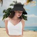 Women's Sun Visor Hats Wide Brim Straw Beach Hat Ponytail Hats for Women Foldable Floppy (Black)