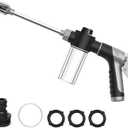 High Pressure Soap Sprayer for Garden Hose, Foam Gun Car Wash Sprayer with 3.5oz/100cc Plastic Soap Dispenser Bottle, Adjustable Nozzle for Gardening, Solar Panel Cleaning, Pet Showering (Grey) (Gray)