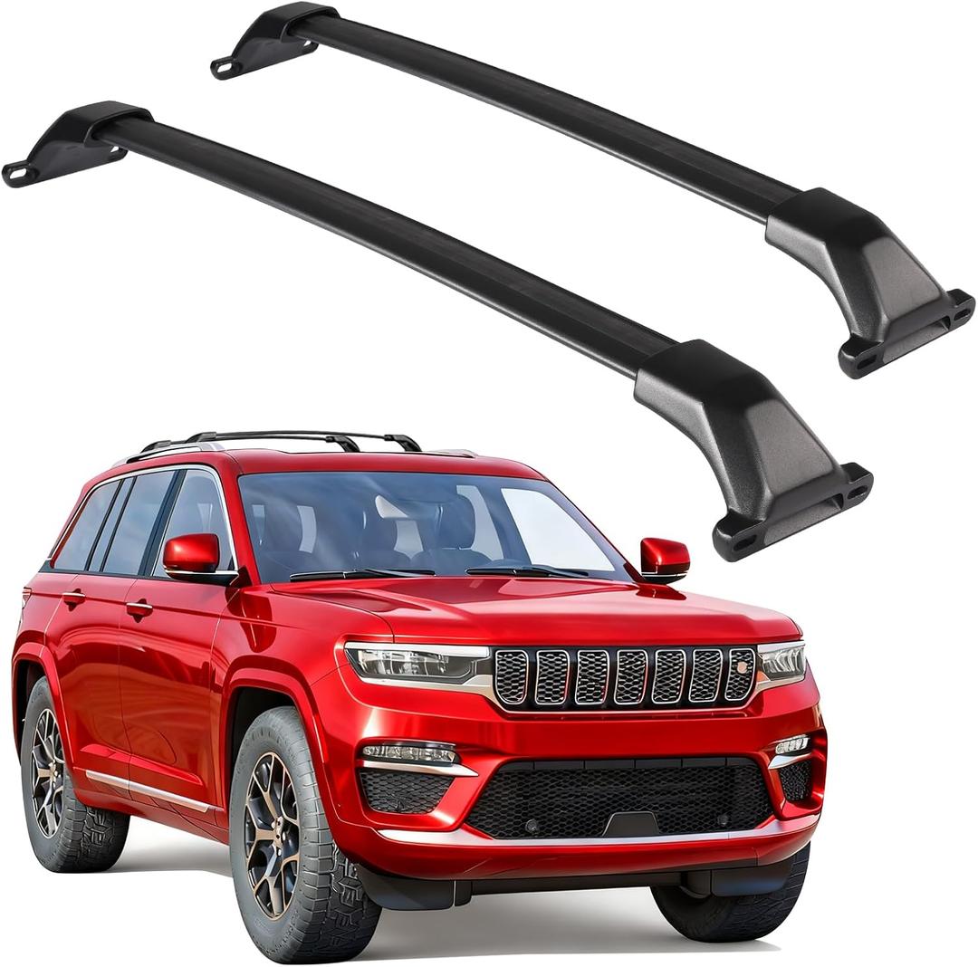 Roof Rack Cross Bars Compatible with Jeep Grand Cherokee 2022-2026/Grand Cherokee L 2021-2026 Heavy-Duty Aluminum Crossbars Rails Rooftop Bike Snowboard Skiboard Luggage Rack Cargo Carrier