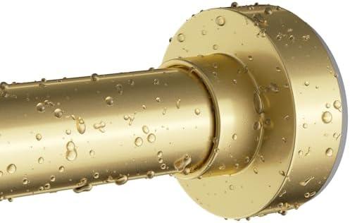 Emlaoe Gold Shower Curtain Rod 34-66 Inches(2.8-5.5ft) Never Rust Adjustable Shower Rod Spring Tension Non Slip No Drilling Shower Rods for Bathroom Garland Window
