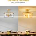 Semi-Flush Chandelier Glass Drum Shade Round Ceiling Light, 13.8 inches