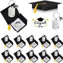 Quelay 24 Sets Graduation Keychain Gift for Teens Inspirational Keychain Graduation Christian Keyring with Doctoral Hat Gift Box for Boys Girls Class of 2026 Grad