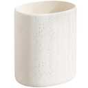 Trash Can,1.6 Gallon,Small Simple Modern Oval Garbage Bin,Ivory | Travertine Stone Look,Decorative Waste Basket for Bathroom Kitchen Office,Home Decor,Bedroom,Living Room,Hotel,Cafe,Bar