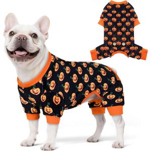 KYEESE Halloween Dog Pajamas for Small Dogs Boy Girl Adorable Pumpkin Dog Pjs Pet Onesie 4 Legs Doggie Jammies Stretchable Festival Doggy Clothes Halloween Costumes,X-Large
