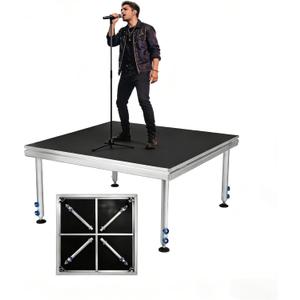 4'x4' Portable Stage, Folding Portable Stage Platform with Height Adjustable Riser (24" -42"), Stage Platform Up to 1900LBS for Performances at School Auditoriums Concerts Restaurants Bars Stage Riser