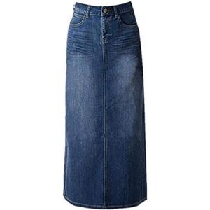Women's Maxi Pencil Jean Skirt- High Waisted A-Line Long Denim Skirts for Ladies- Blue Jean Skirt, Blue (A-line), 12