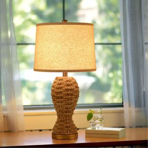 24.4" Boho Table Lamps for Living Room, Bedside Lamp for Nightstands, Rattan Lamp Wicker Lamp for Bedroom, Farmhouse Rustic Woven Table Lamp for Kitchen Room Decor, End Table, Retro(No Bulb)