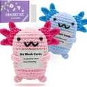 Auoinge Crochet Kit for Beginners Kids, Learn to Crochet Starter Kit with Step-by-Step Video Tutorials, Amigurumi Beginner Crochet Kit for Adults, Knitting Kit Family (Axolotl-2BP)