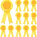 12 Pieces Blank Award Ribbon Prize 1st Place Rosette Medal Winner Victory Recognition Participation Ribbon for Competition Sport Event School Contest(Yellow)