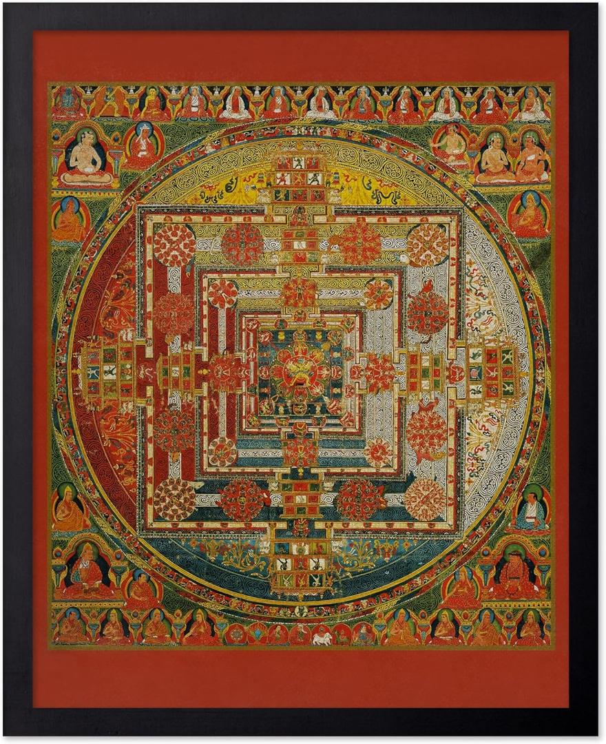 Poster Master Vintage Kalachakra Mandala Poster - Retro Wheel of Time Print - Buddhism Art - Tibetan Art - Gift for Men, Women - Decor for Spa, Yoga Studio, Meditation Room - 8x10 UNFRAMED Wall Art (Style-05)