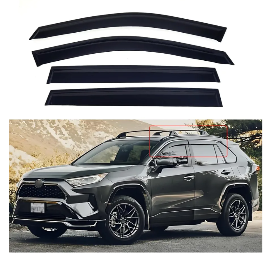 Window Visors Compatible with 2019 2020 2021 2022 2023 2024 Toyota RAV4，Rain Guards Sun Shields Window Deflector，Tape-On Style，4PCS