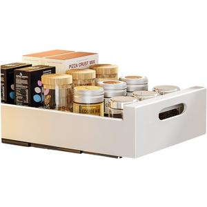 Curtainboro Pull Out Cabinet Organizer, Slide Out Drawer Carbon Steel Kitchen Storage Basket Roll-Out Shelf Pull Out Storage Box Set Cabinet Drawers Storage Racks Carbon Steel Kitchen Storage Basket, Size: 25cm