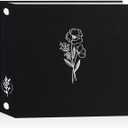 Lanpn 8x8 inch Scrapbook Photo Album, Linen Cover Archival Acid Free Top Load 3 Ring Folder Binder Photo Book 8 x 8 with 30 Plastic Sleeves 60 Pages (Black)