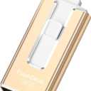 MFi Certified Flash Drive for iPhone 256GB, 3 in 1 Type-C USB Memory Stick Thumb Drive for Photos Videos, High Speed External Memory Storage Photo Stick for iPhone iPad Android PC (Gold)