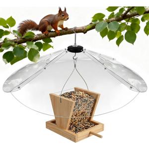 24 Inch Oversized Squirrel Baffle for Hanging Bird Feeder, Clear PC Bird Feeder Baffle Dome, Full Protection for Outdoors, Chew Proof Birds Feeders Rain Guard Cover Outdoors (One Pack)