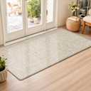 LEKEEPGO Ultra Thin Indoor Door Mat 24"x47", Low-Profile Door Mat Indoor Entrance, Non Slip Rubber Backing Inside Doormat Washable Welcome Front Entryway Dirt Trapper Entry Mat, Khaki