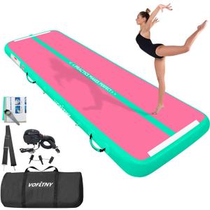 VOFiTNY All Purpose Gymnastics Mat 6.6/10/13/16/20 ft Sturdy Inflatable Tumble Track for Home/Gym (Pink/Green)