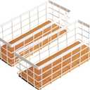TIEYIPIN Small Metal Wire Storage Basket, Detachable Wood Base Storage Organizer Bin Basket for Kitchen Cabinets, Bathroom, Pantry, Garage, Laundry Room (Cream White, 2 Pack)