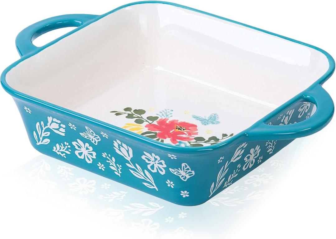 Wisenvoy 8x8 Baking Pan Brownie Pan Casserole Dish Ceramic Baking Dish Square Casserole Dishes For Oven (Turquoise)