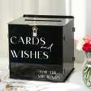 Black Acrylic Card Box with Slot & Lock, Gothic Wedding Card Boxes for Reception, Stylish Money Envelop Gift Cards Box for Party Wedding Engagement Bridal Shower Anniversary Table Decor