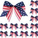 12 Pcs 6 Inch American Flag Bow Patriotic Bows Red White Blue Star Stripes 4th of July Wreath Bows for Independence Day Party Gift Wrapping Door Wall Decoration (American Flag)