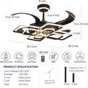 48 Inch Chandelier Ceiling Fans with Lights and Remote, Retractable Fandelier Ceiling Fan for Bedroom Indoor Decoration, 3 Color Changeable, Dimmable with App, Timer Setting (Black DCFS25001)