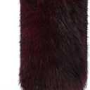 3.3-inch Kitten Heel Mid Calf Fur Boots Furry Fuzzy Fluffy Pointed Toe Boots for Women Short Boot with Side Zipper Fall Winter Snow Fold Over (7.5, Wine)