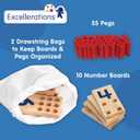 Excellerations Peg Number Board, Included: 10 Rubberwood Boards + 55 Wood Pegs + Storage Bag, Montessori Math Materials, Learning Manipulatives, Counting for Kids, Reggio Emilia Classroom Essentials