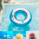 QPAU Inflatable Pool Float 2 Pack | Backrest & Armrest Support Water Float Chair | 44 Lounger Float with 1 Cup Holder | Cooling Outdoor Inflatable Pool Chair | Summer Water Play Party
