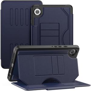 Case for Samsung Galaxy Tab A9 8.7 SM-X110 X115 X117 - Multiple Angles Shockproof Fall Prevention Rugged Soft TPU Cover with Pencil Holder, Auto Sleep/Wake(Dark Blue)