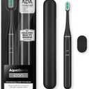Aquasonic Icon ADA-Accepted Rechargeable Toothbrush | Magnetic Holder & Slim Travel Case | 2 Brushing Modes & Smart Timers | Gentle Micro-Vibrations(Onyx) (1 Count (Pack of 1))