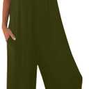 Women's Summer Casual Loose Tank Jumpsuit Sleeveless Crewneck Long Pants Jumpsuit Romper with Pockets (Medium, Army Green)